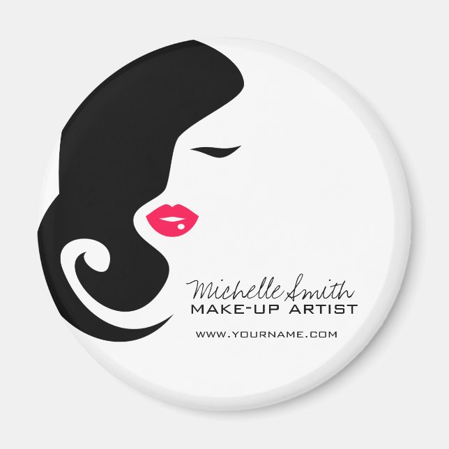 Minimalist Woman Silhouette Black Beauty Salon Magnet (Front)