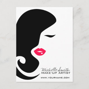 Minimalist Woman Silhouette Black Beauty Salon Postcard