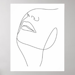 Minimalist Womans Face Line Art  Poster
