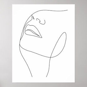 Minimalist Womans Face Line Art  Poster