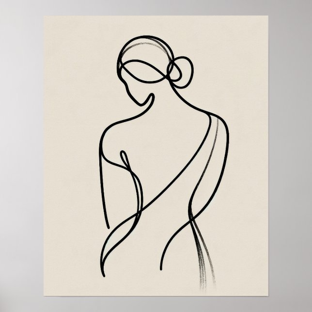 Minimalist Womens back - Line Art  Poster (Front)