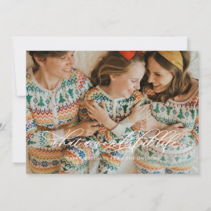 Minimalist Wonderful Life Calligraphy White Holiday Card
