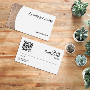 Minimalist wood photography QR Business Card