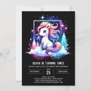 Minimalist Woodland Horse Birthday Invitation