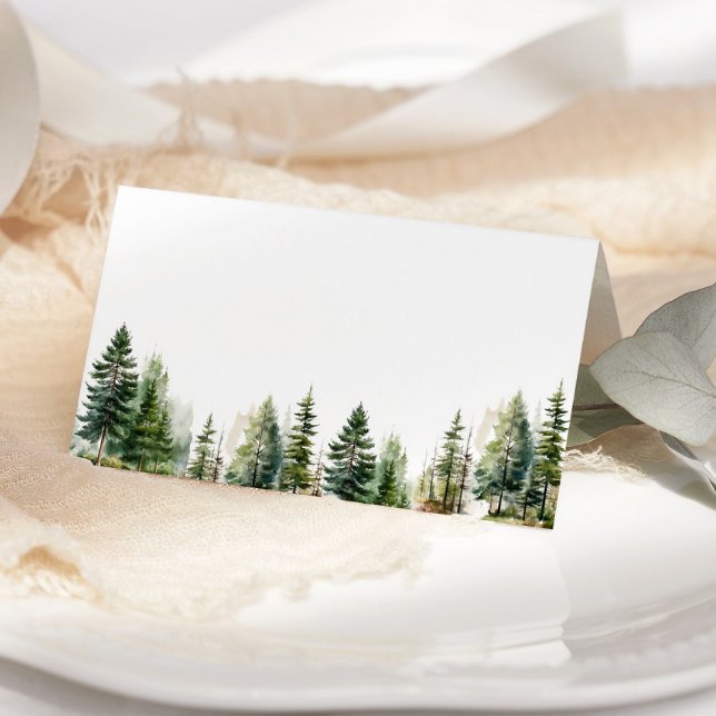 Minimalist woodland pine trees wedding Place cards (Creator Uploaded)