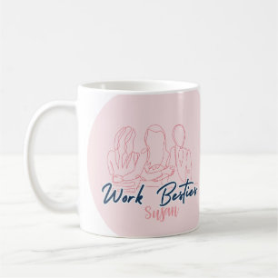 Minimalist Work Bestie Custom Mug, Coworker Coffee Mug