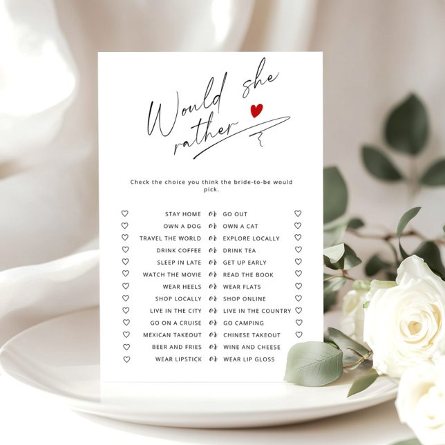 Minimalist Would she rather bridal shower game (Creator Uploaded)