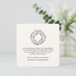 Minimalist Wreath Doodle Business Christmas Holiday Card