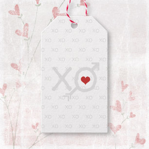 Minimalist XO XO Red Heart Arrow Valentine's Day Gift Tags
