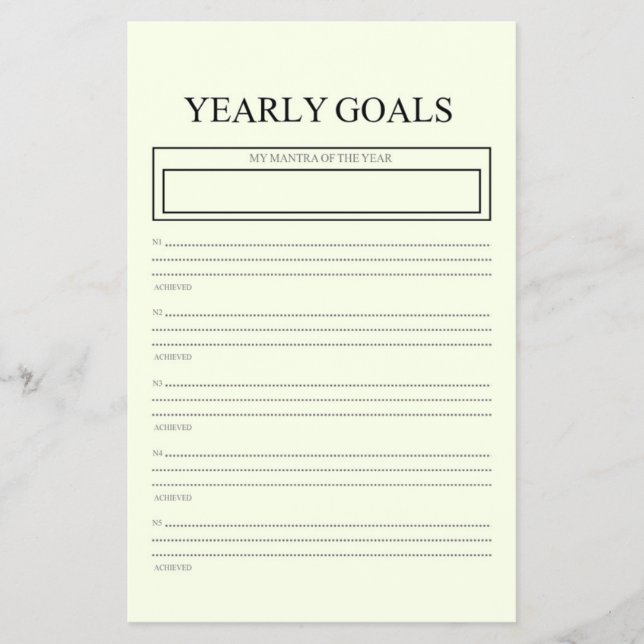 Minimalist Yearly Goals Tracker Annual Planner  Flyer (Front)
