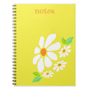 Minimalist Yellow and White Flower Drawing Notebook