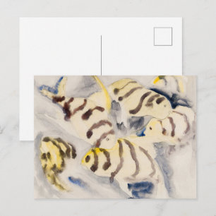 Minimalist Yellow Angelfish Vintage Watercolor Postcard