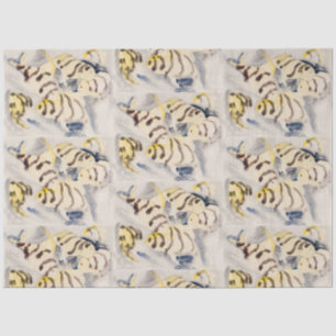 Minimalist Yellow Angelfish Vintage Watercolor Tissue Paper