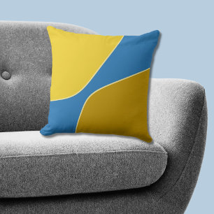 Minimalist Yellow-Blue Irregular Quarter Shapes Throw Pillow