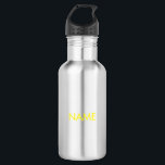 Minimalist yellow Custom name text 532 Ml Water Bottle<br><div class="desc">Minimalist yellow Custom name text stainless steel water bottle</div>