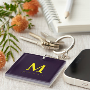 Minimalist yellow elegant sophisticated monogram keychain