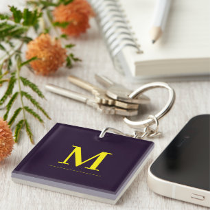 Minimalist yellow elegant sophisticated monogram keychain
