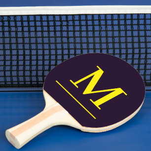 Minimalist yellow elegant sophisticated monogram ping pong paddle