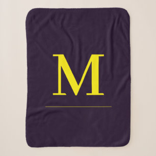 Minimalist yellow elegant sophisticated monogram sherpa blanket