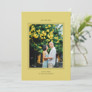 Minimalist Yellow Elegant Wedding Custom Photo Save The Date