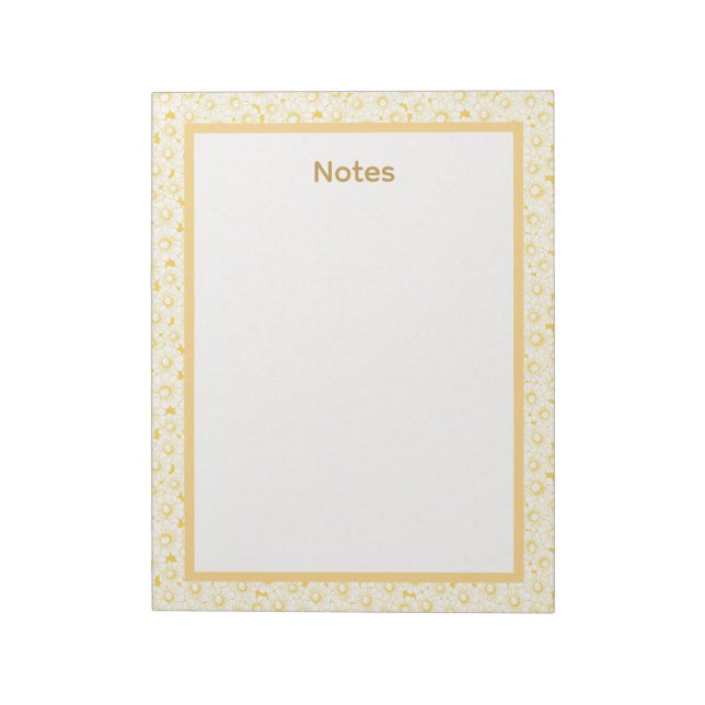 Minimalist Yellow Floral Pattern Border Notes Note (Rotated)