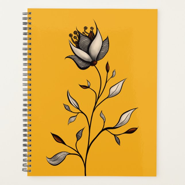 Minimalist Yellow Flower Abstract Art Planner (Front)