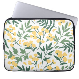 Minimalist yellow flowers and leafs laptop sleeve