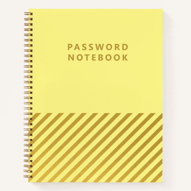 Minimalist Yellow Gold Stripes Password Notebook (Front)