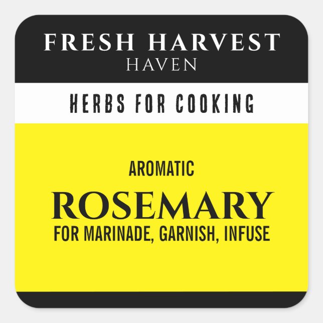 Minimalist Yellow Herb Square Sticker (Front)