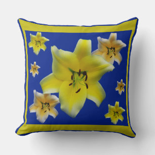 Minimalist Yellow Lily Flower Macro Photo Art Throw Pillow