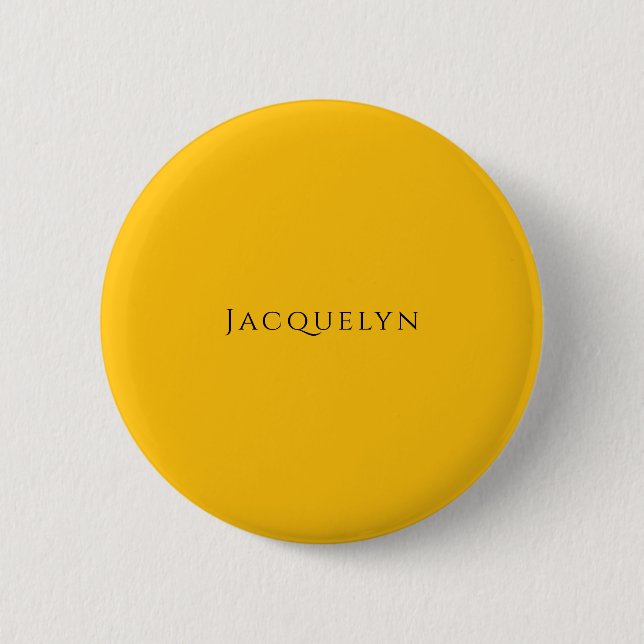 Minimalist Yellow Orange Plain Elegant Modern Name 2 Inch Round Button (Front)