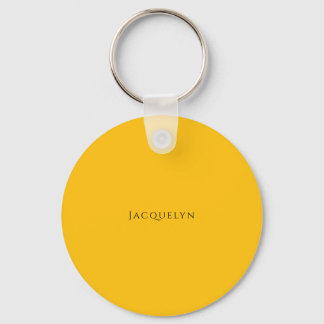 Minimalist Yellow Orange Plain Elegant Modern Name Keychain