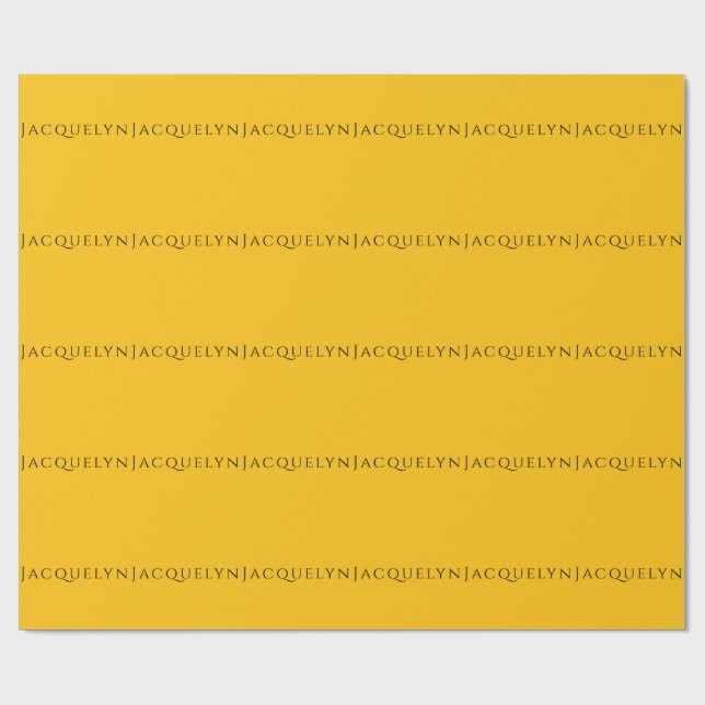 Minimalist Yellow Orange Plain Elegant Modern Name Wrapping Paper (Flat)