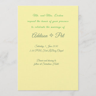 Minimalist Yellow & Sage Green Wedding Invitation