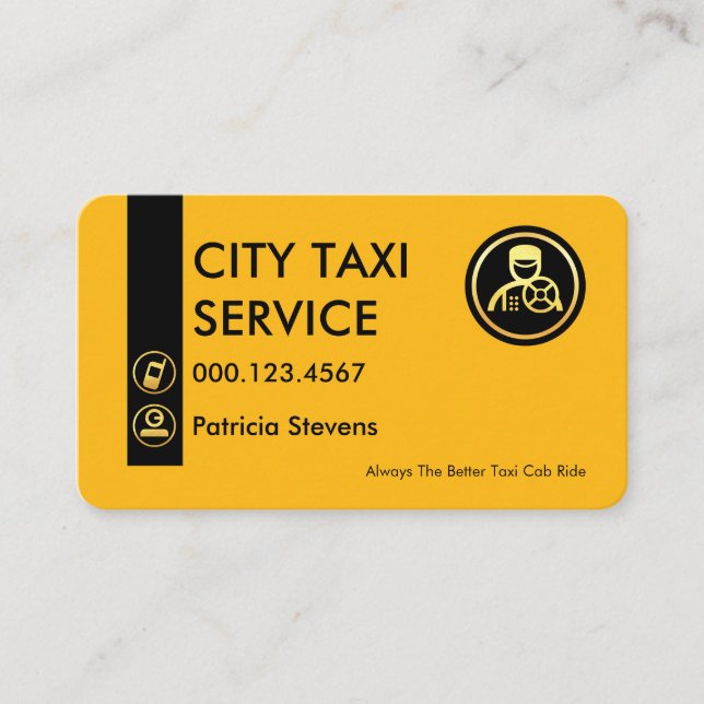 Minimalist Yellow Taxi Driver Tab Business Card (Front)