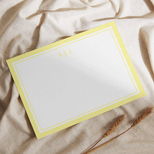 Minimalist Yellow Two Border Monogram Card