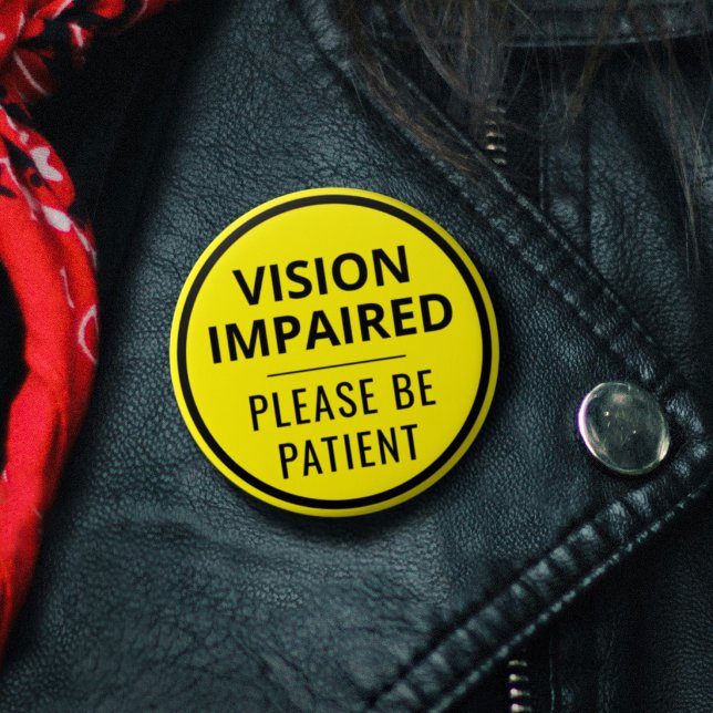 Minimalist Yellow Typography Vision Impaired 2 Inch Round Button (Minimalist Yellow Typography Vision Impaired Button)