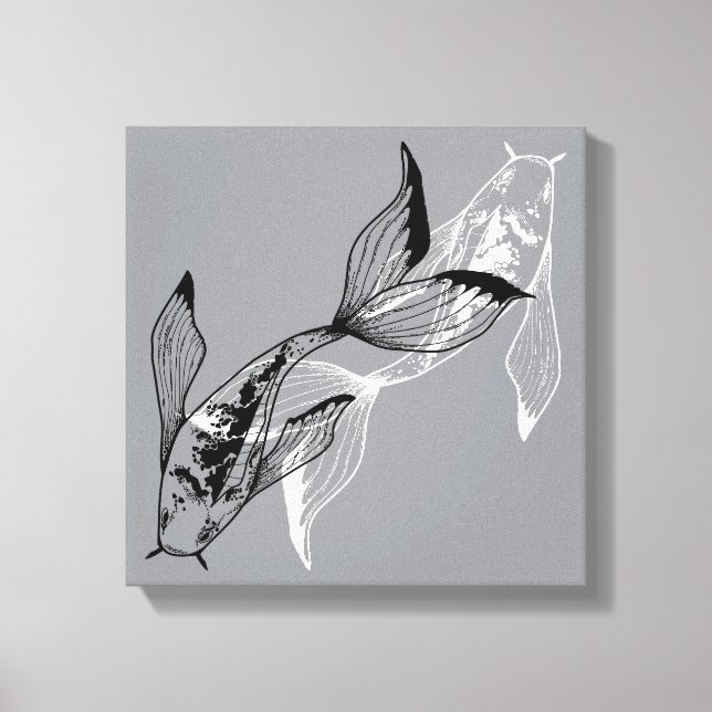 Minimalist Yin Yang Koi Fish Canvas Print (Front)