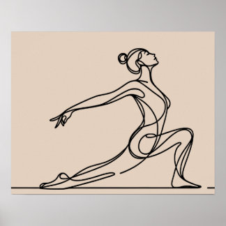 Minimalist Yoga Girl - Line Art  Poster