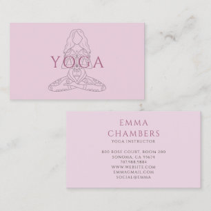 Minimalist Yoga Instructor Lotus Pose Illustration Business Card