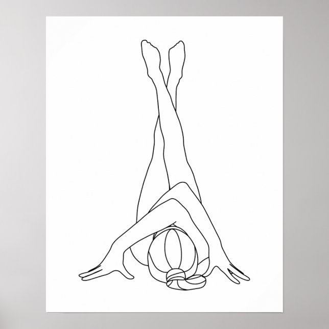Minimalist Yoga Pose One Line Drawing Poster (Front)