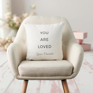 Minimalist You Are Loved Neutral Throw Pillow