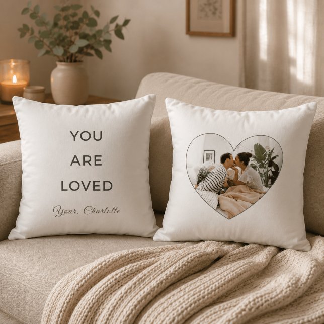 Minimalist You Are Loved Neutral Throw Pillow (Creator Uploaded)