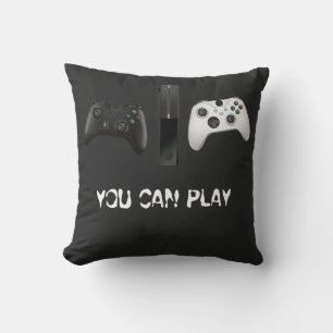 Minimalist "You Can Play" Gaming Controller Throw Pillow