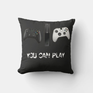 Minimalist "You Can Play" Gaming Controller Throw Pillow