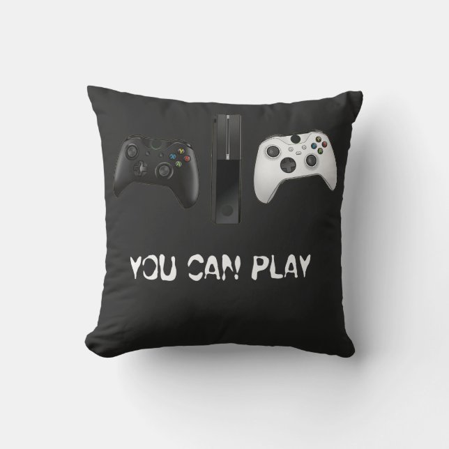 Minimalist "You Can Play" Gaming Controller  Throw Pillow (Front)