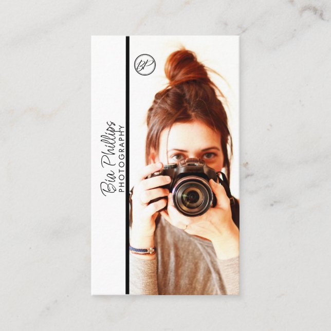 Minimalist Your Photo & Logo Photography Business Business Card (Front)