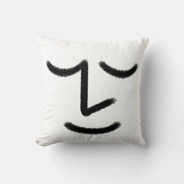 Minimalist Zen Face Throw Pillow (Front)