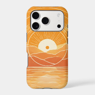Minimalist Zen Mountain Ocean Retro Sunset