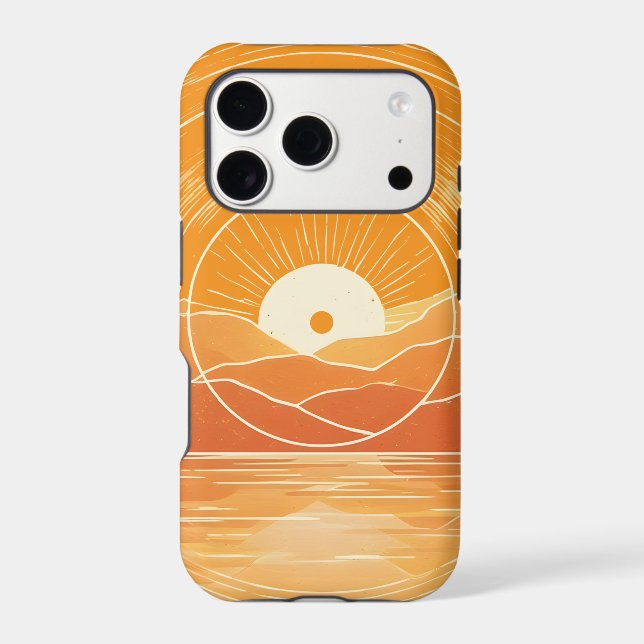 Minimalist Zen Mountain Ocean Retro Sunset (Back)